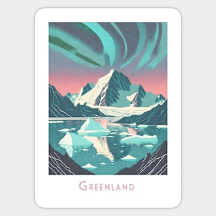 Vintage Retro Travel - Enchanting Greenland Aurora Sticker